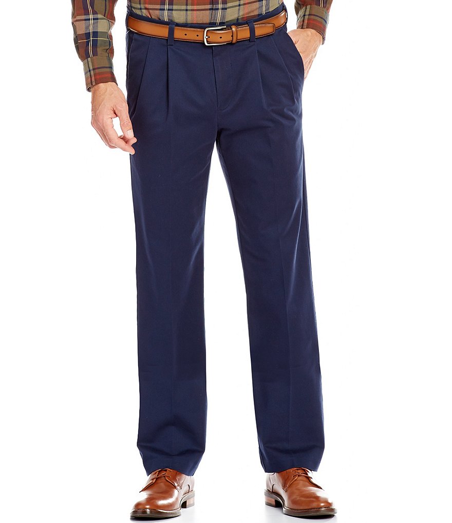 Roundtree & Yorke Travel Smart Straight Fit Pleated Ultimate Comfort Chino Pants