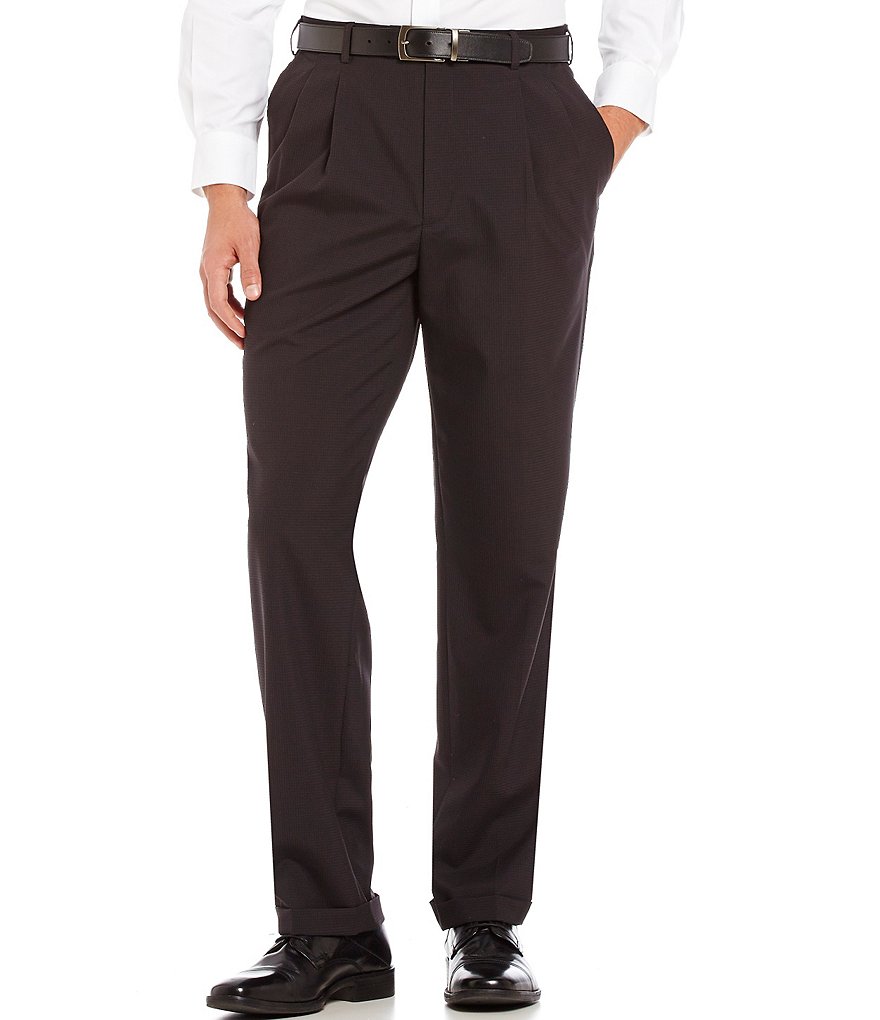 Roundtree & Yorke Ultimate Comfort Classic-Fit Pleated Wool Blend Dress Pants