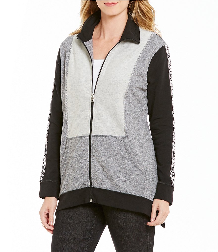 Ruby Rd. Long Sleeve French Terry Zip Front Sweatshirt