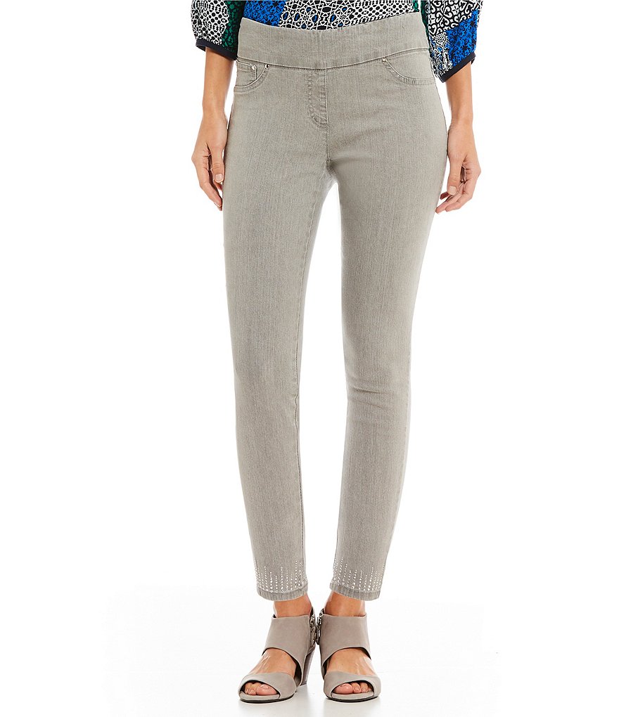 Ruby Rd. Petites Pull-On Extra Stretch Embellished Hem Ankle Pants
