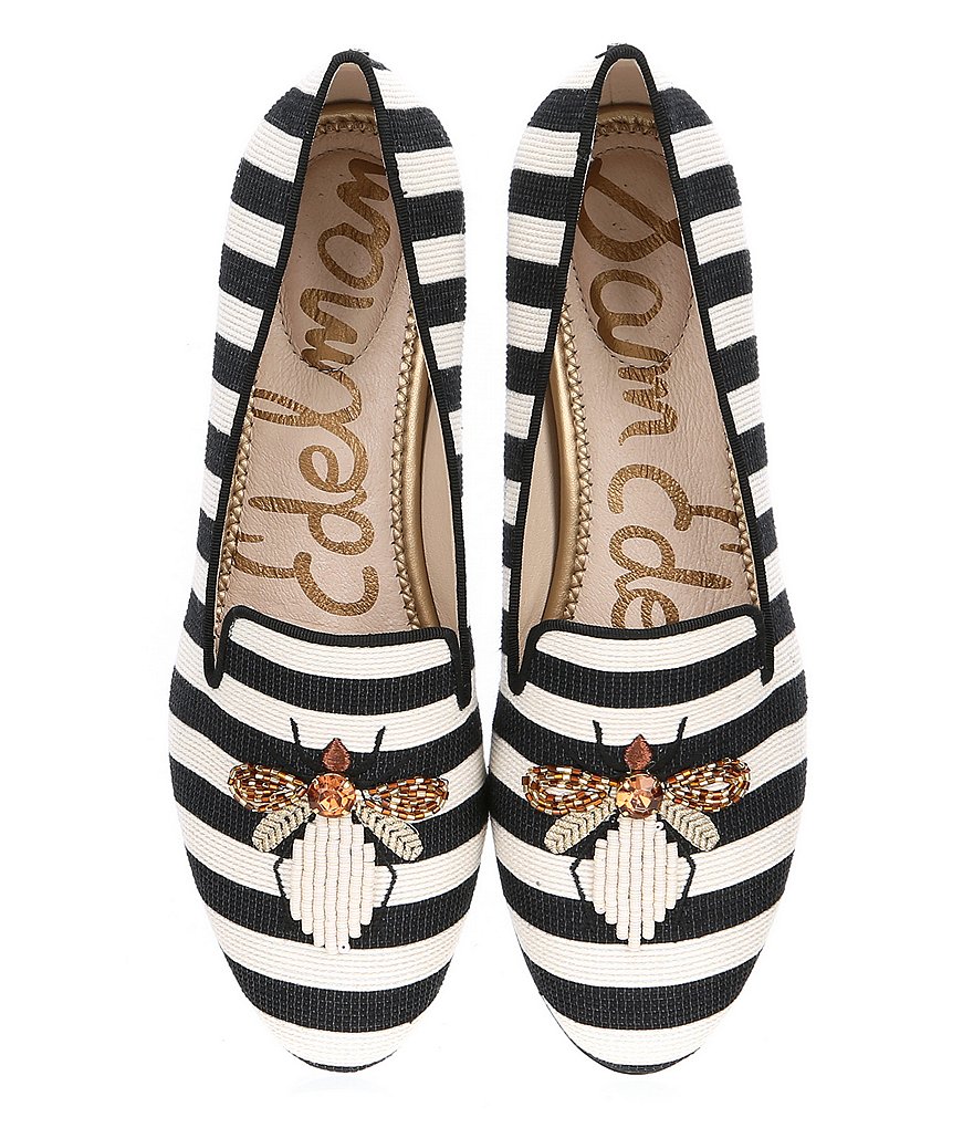 Sam Edelman Jill Woven Striped Beaded Embellishment Loafers