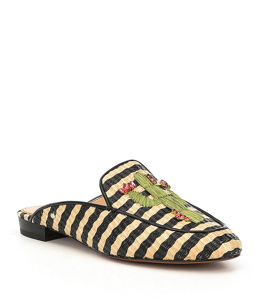 Sam Edelman Jillian Woven Cactus Embellishment Raffia Mules