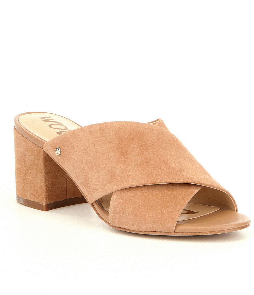 Sam Edelman Stanley Criss Cross Suede Block Heel Slide Sandals