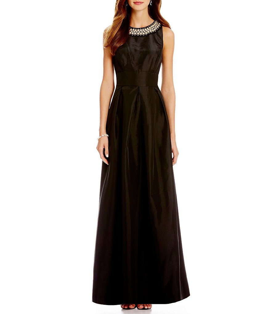 Sangria Beaded Necklace Taffeta Ball Gown