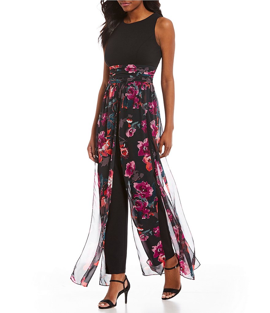 Sangria Floral Print Walk Thru Jumpsuit