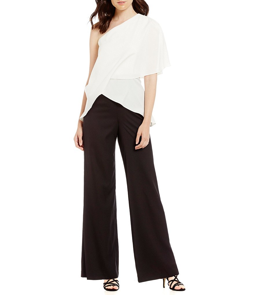 Sangria One Shoulder Color Blocked Jumpsuit