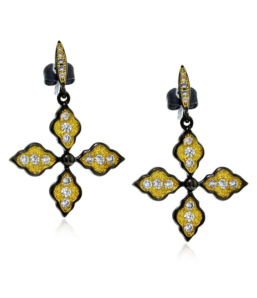 Siena B Crystal Cross Leverback Statement Earrings
