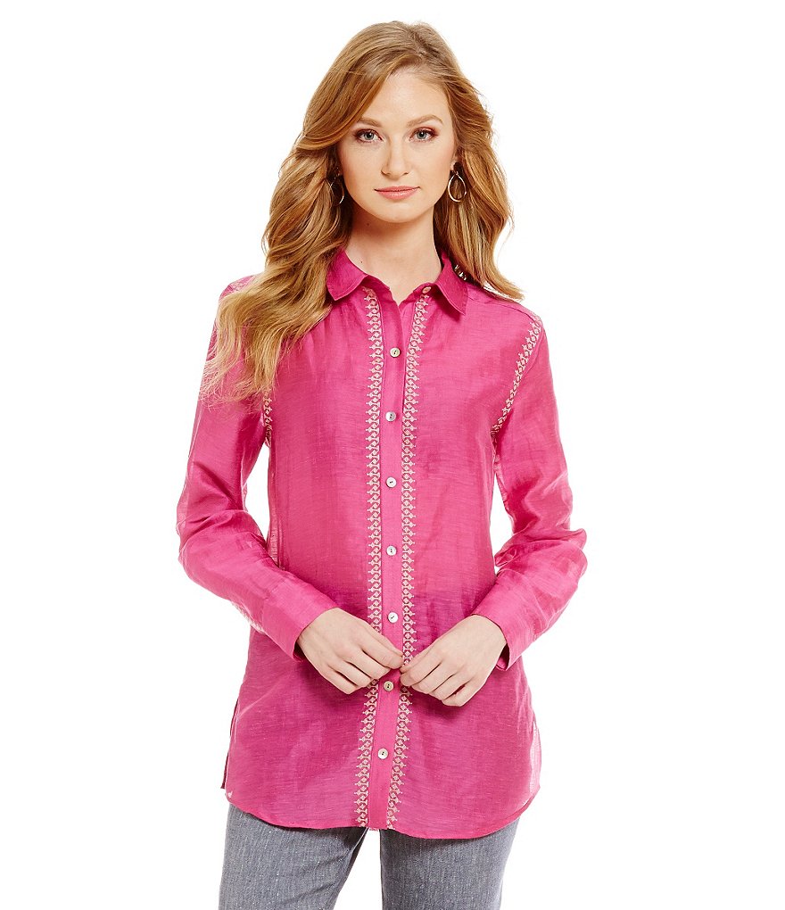 Sigrid Olsen Signature Embroidered Linen Shirt