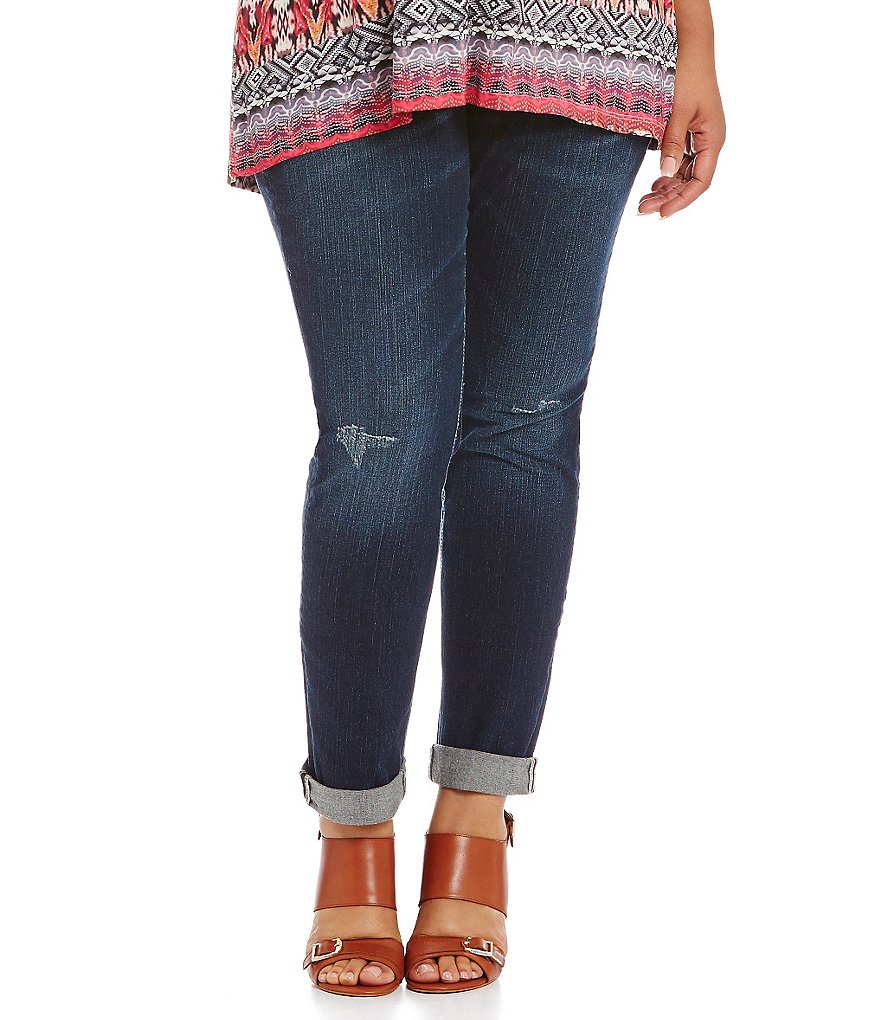 Silver Jeans Co. Plus Distressed Boyfriend Jeans