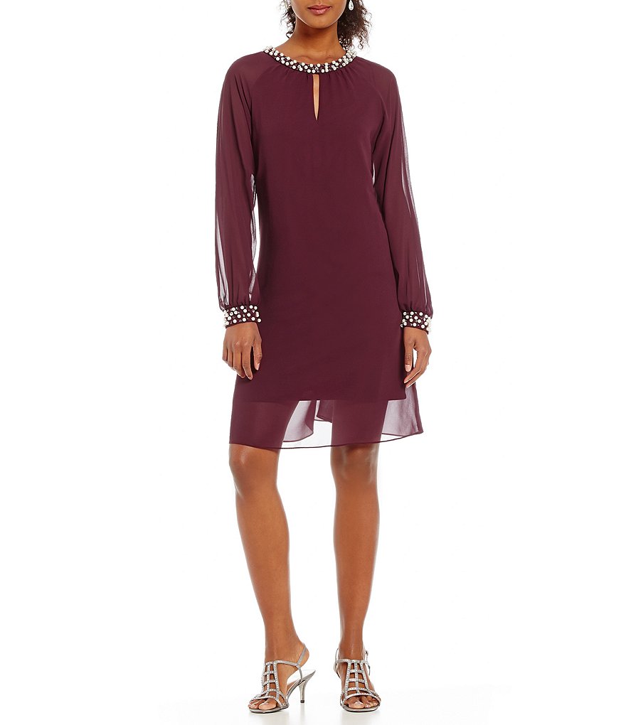 S.L. Fashions Bead-Cuff Shift Dress