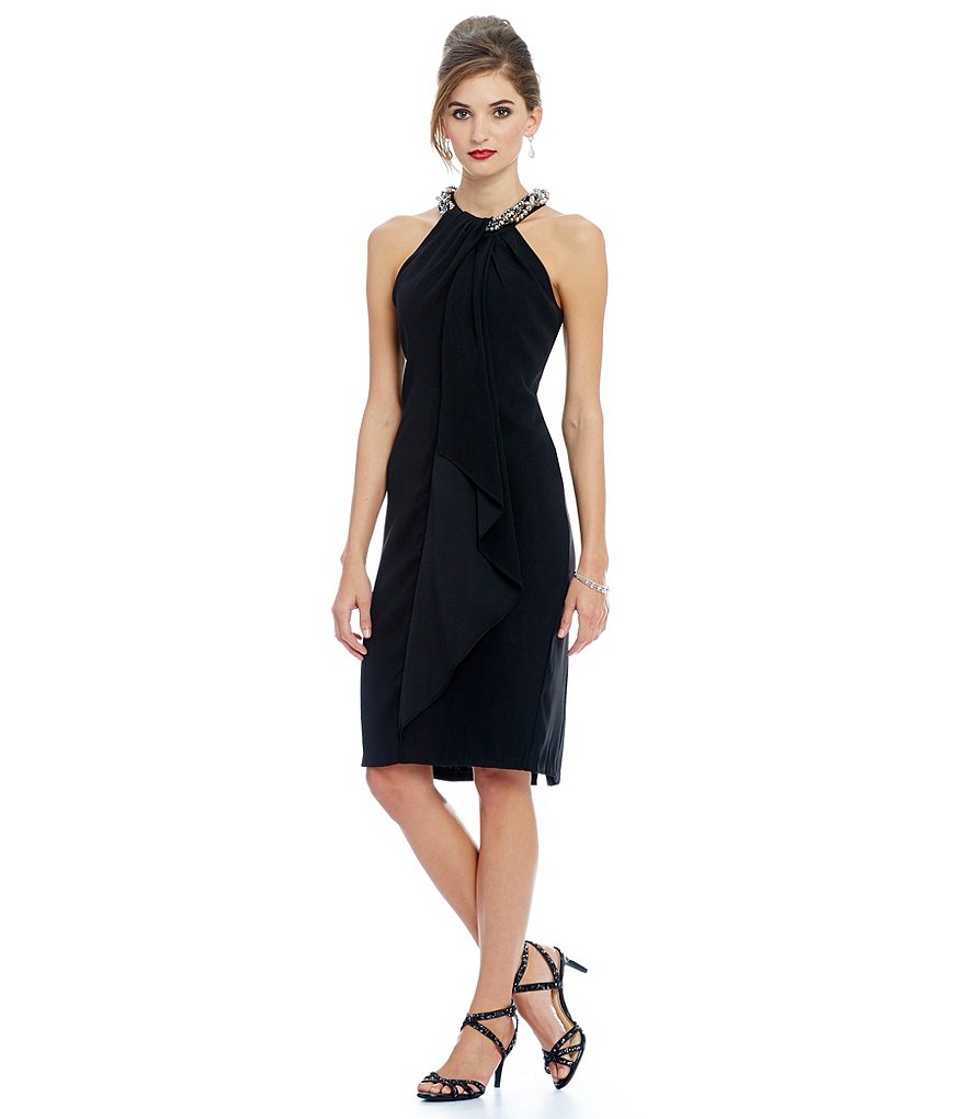 S.L. Fashions Bead-Neck Halter Dress