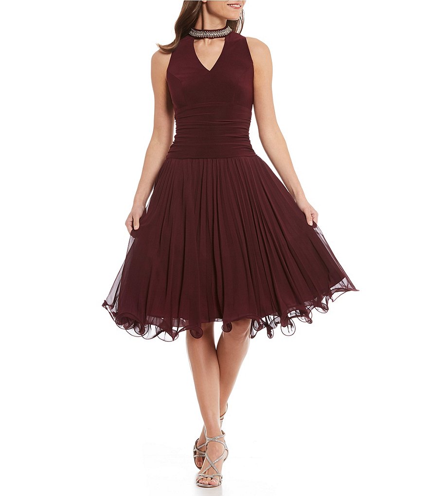 S.L. Fashions Beaded Mockneck Dress