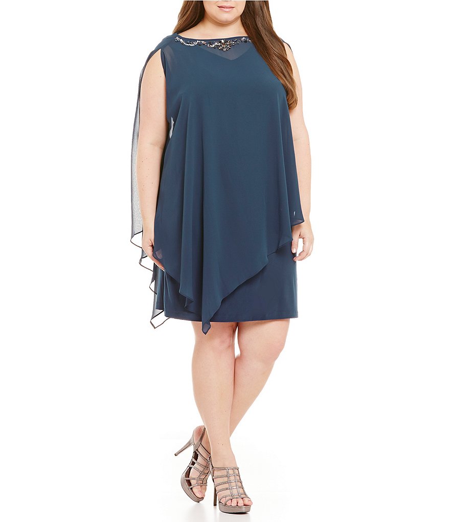 S.L. Fashions Plus 2-Piece Capelet Sheath Dress