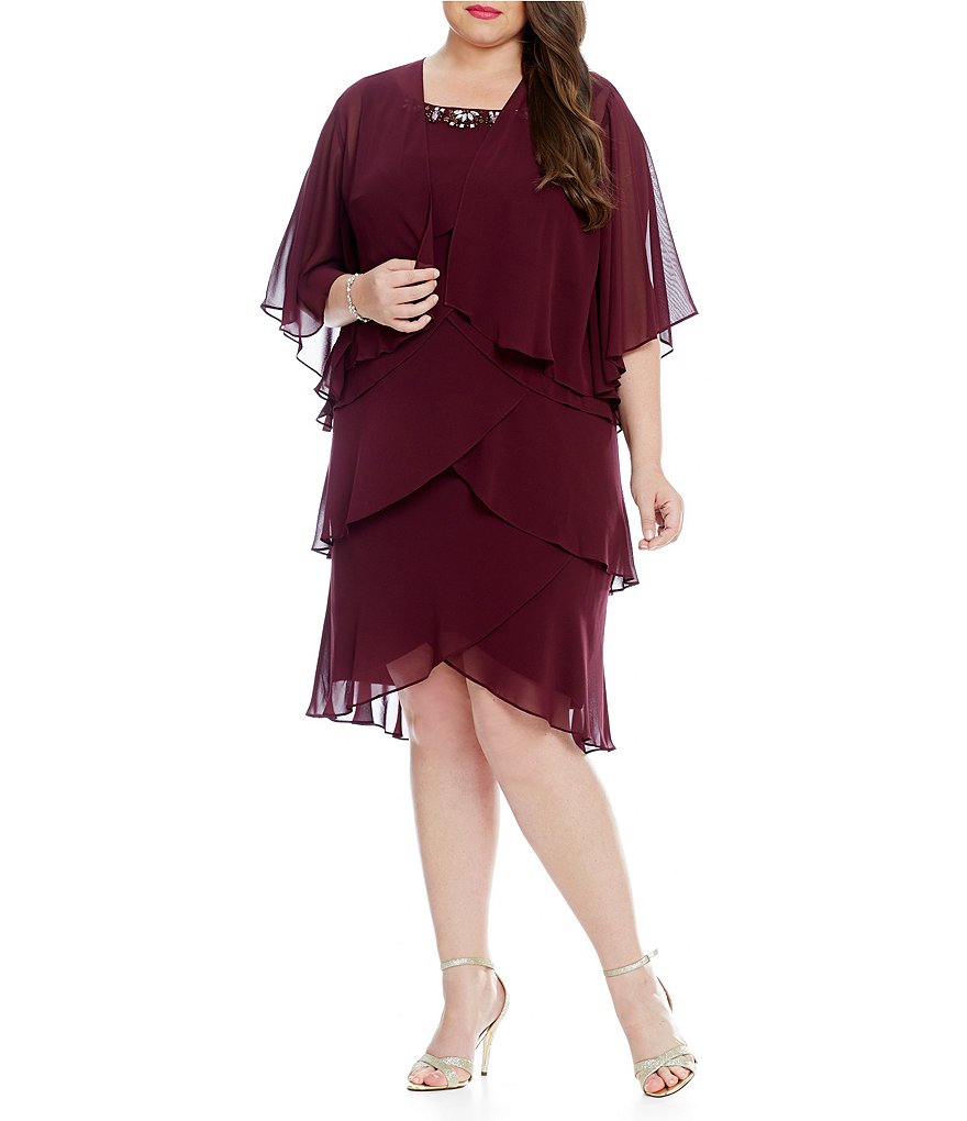S.L. Fashions Plus Tiered Jacket Dress