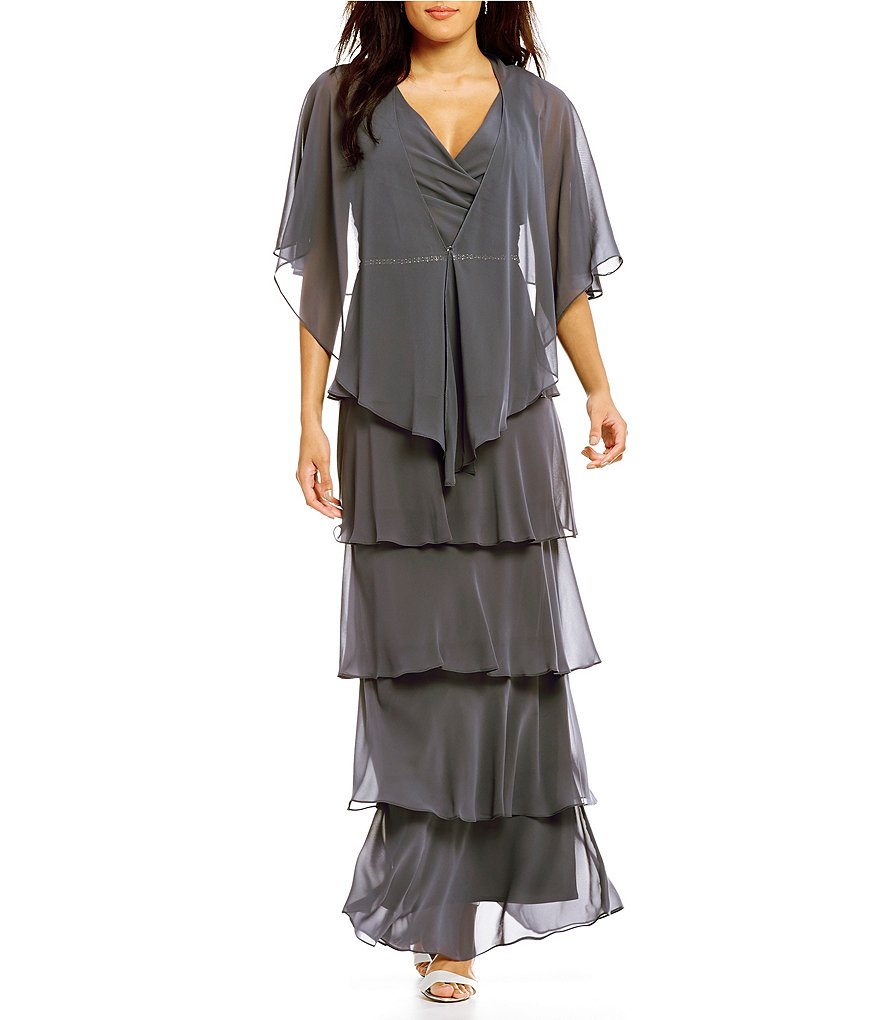 S.L. Fashions Tiered 2-Piece Jacket Dress