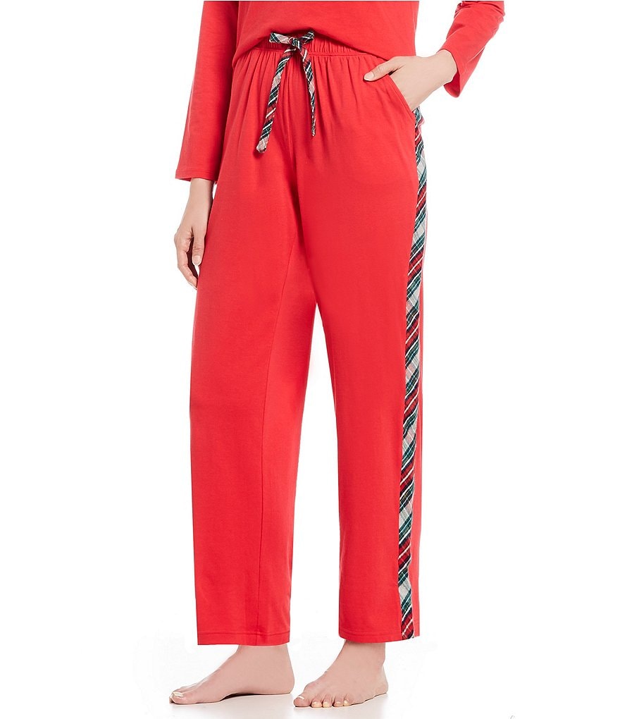 Sleep Sense Flannel Plaid-Trimmed Knit Sleep Pants