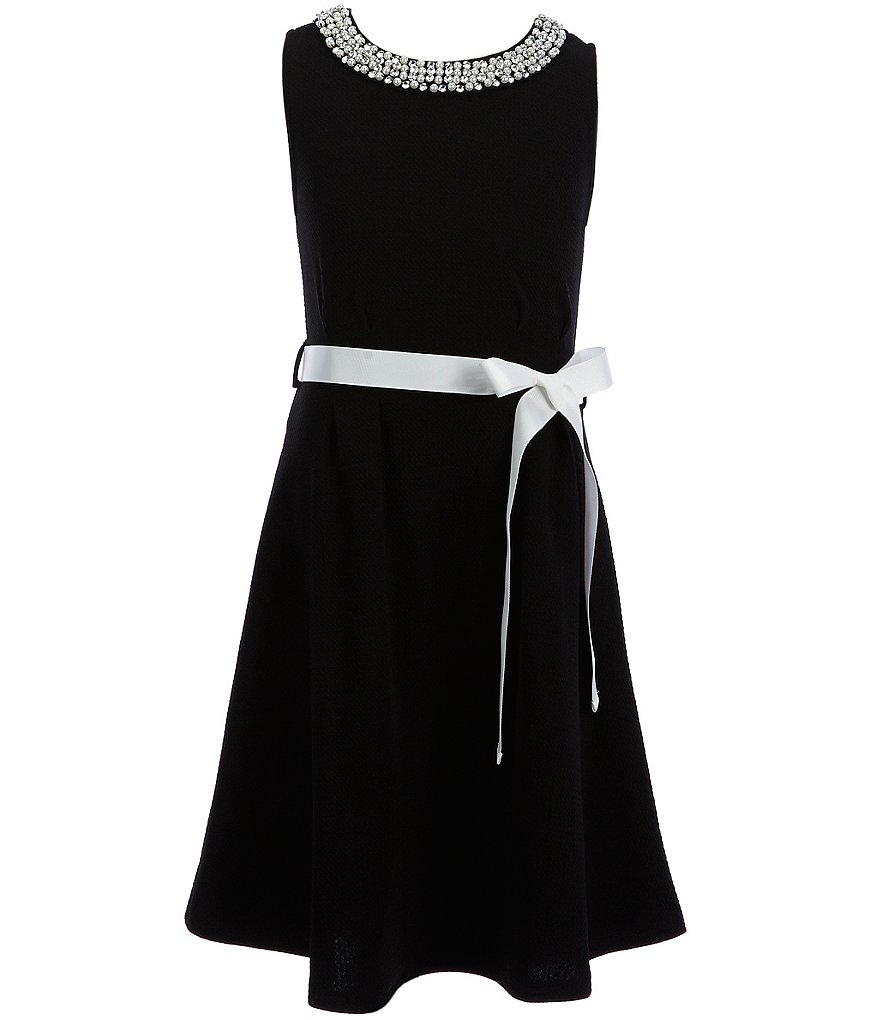 Sophia + Zeke Big Girls 7-16 Jeweled Neck Dress