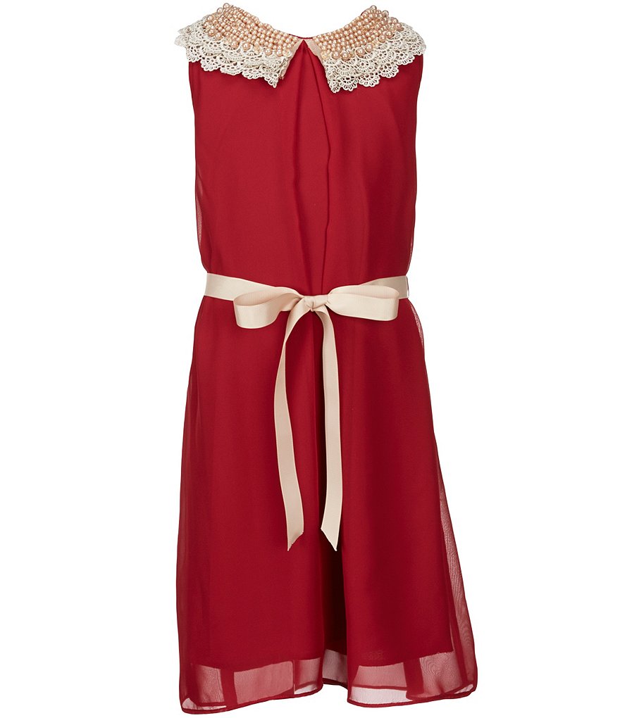 Soprano Big Girls 7-16 Lace and Beaded A-line Dress