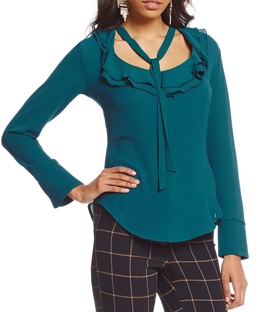 Soulmates Ruffle-Front Woven Blouse