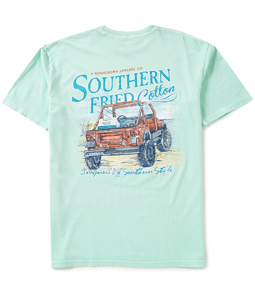 Southern Fried Cotton Mens Beach Cruisin Pocket Graphic Tee
