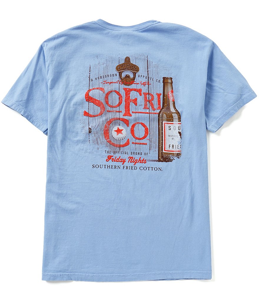 Southern Fried Cotton Mens Friday Nights Graphic Short-Sleeve Pocket Tee