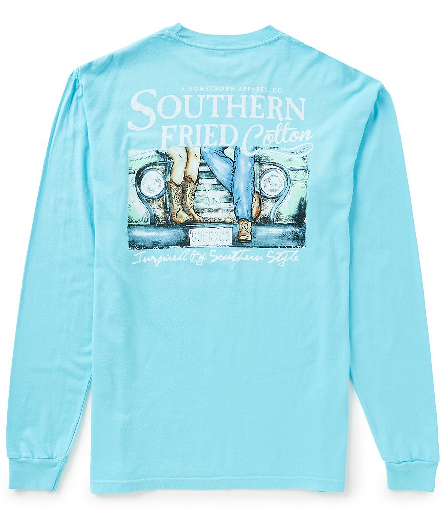 Southern Fried Cotton Men´s First Date Graphic Long-Sleeve Pocket Tee
