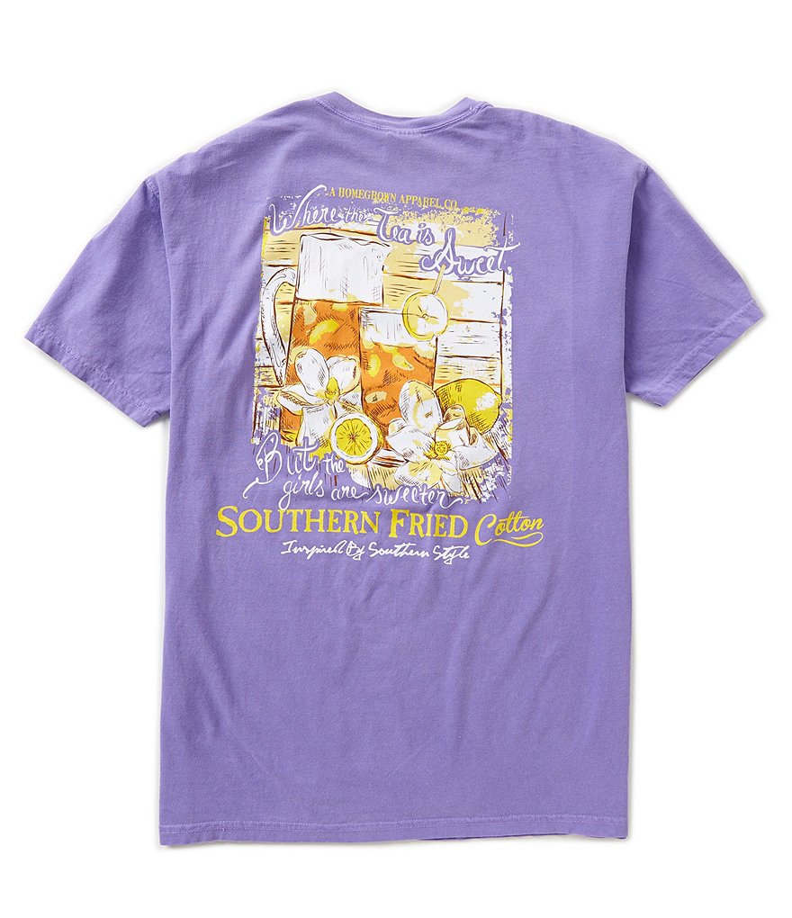 Southern Fried Cotton Mens Sweet Tea Graphic Pocket Tee