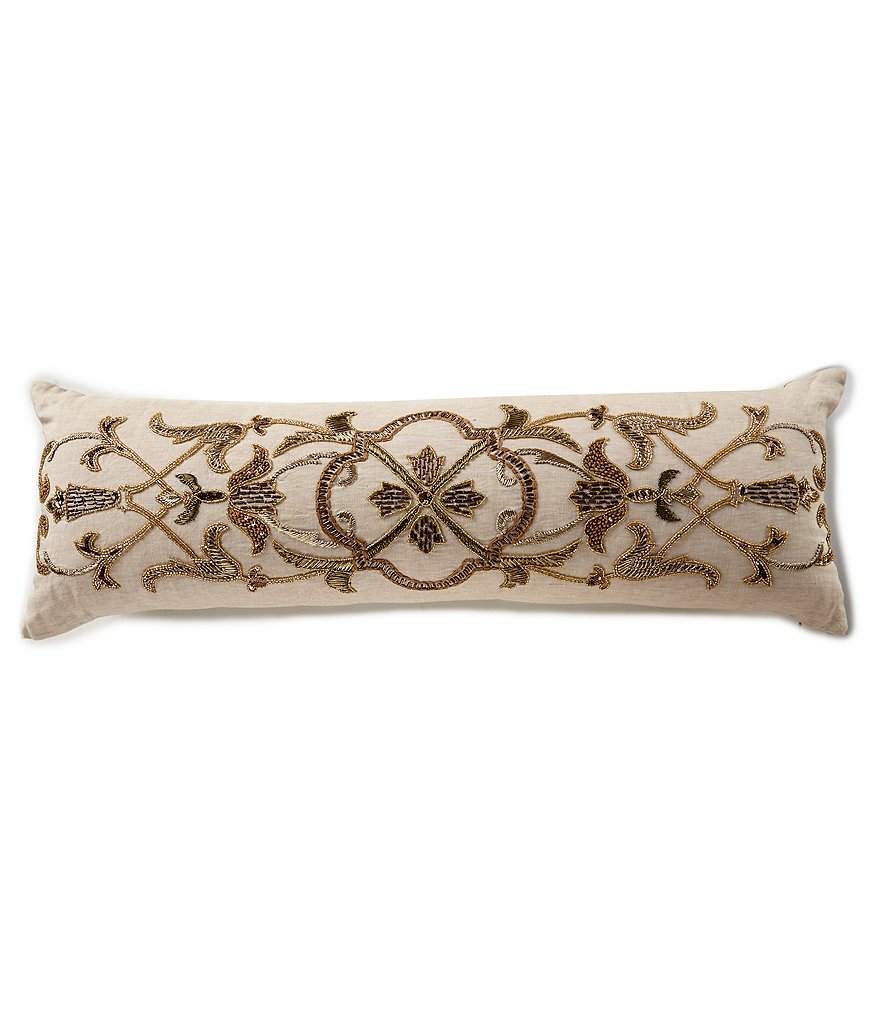 Southern Living Beaded Linen Bolster Pillow