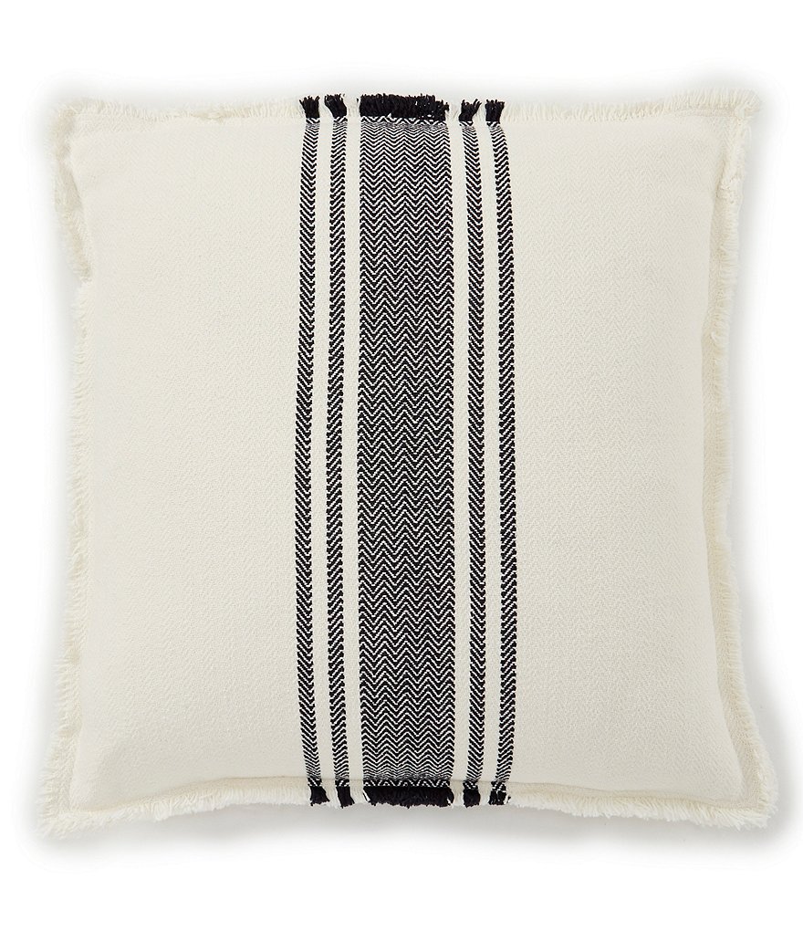 Southern Living Cozy Winter Collection Striped Feedsack Square Pillow