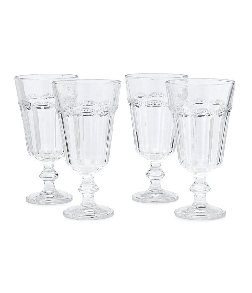 Southern Living Lace Footed Clear Goblet Set of 4