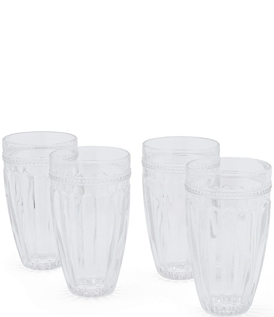Southern Living Ribbed Highball Glasses, Set of 4