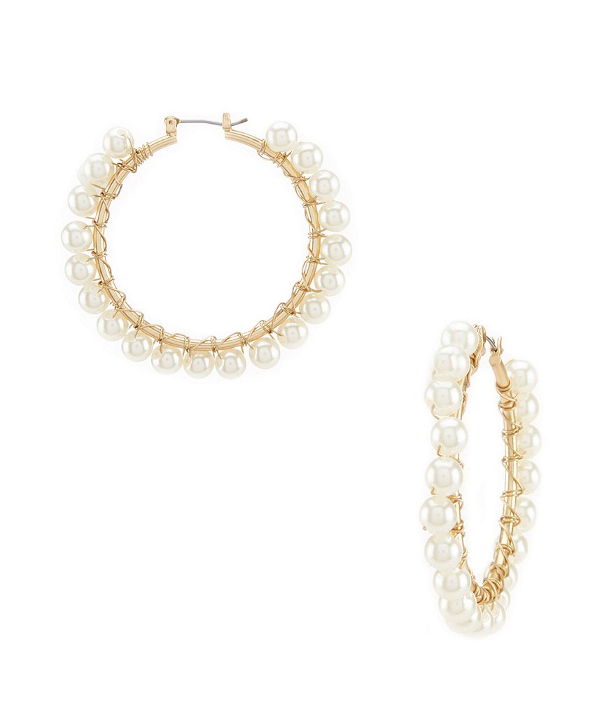 Southern Living Tim Pearl Beaded Hoop Earrings