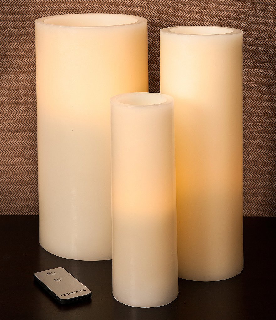 Southern Living Unscented LED Pillar Candles and Remote Control