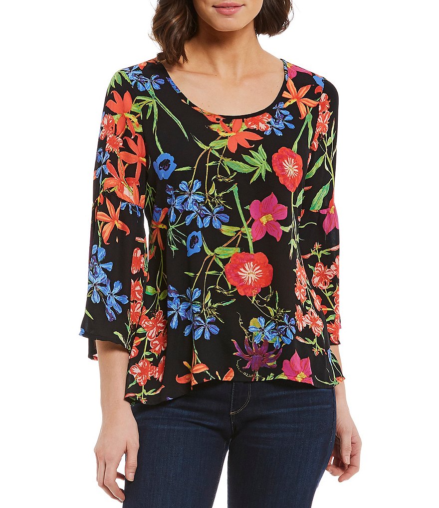 Spense 3/4 Sleeve Floral Print Blouse
