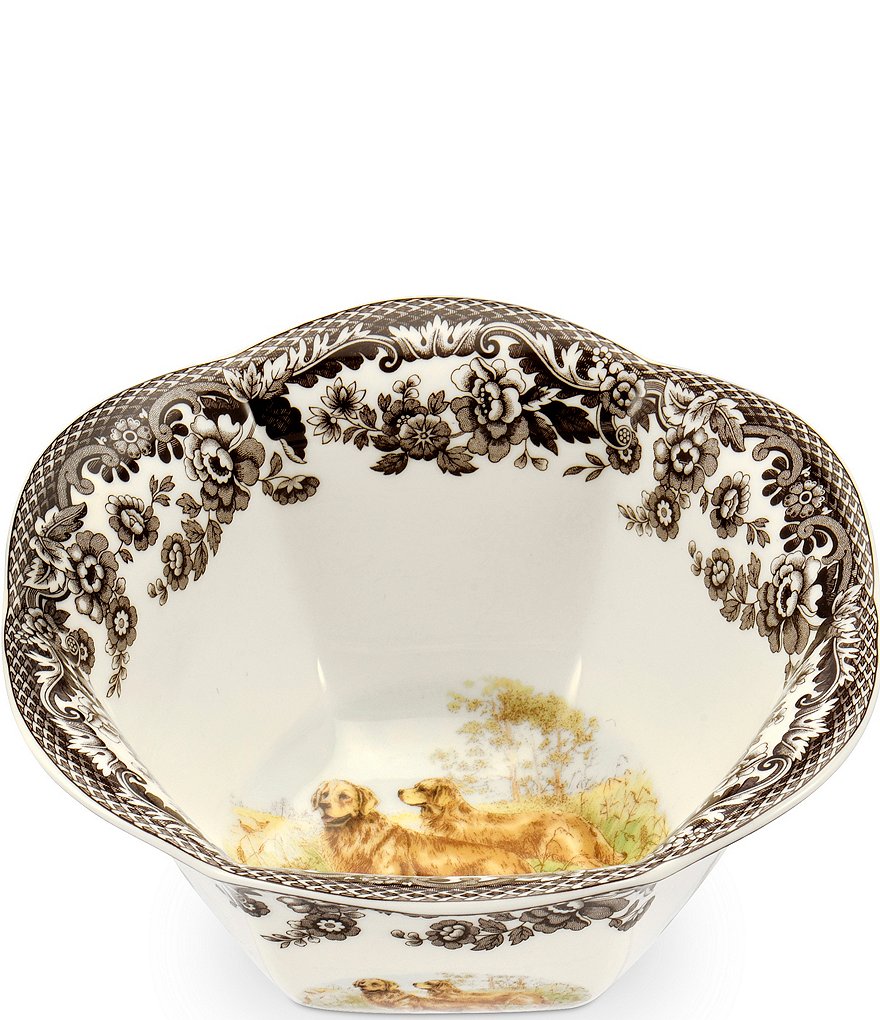 Spode Festive Fall Collection Woodland Hunting Dogs Golden Retriever Nut Bowl