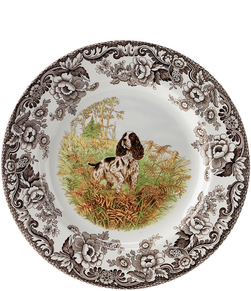 Spode Festive Fall Collection Woodland Hunting Dogs Spaniel Dinner Plate