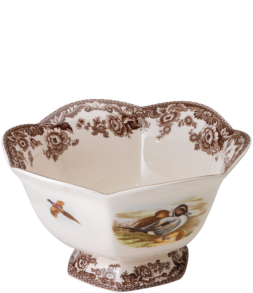 Spode Festive Fall Collection Woodland Lapwing/Pintail Hexagonal Footed Bowl