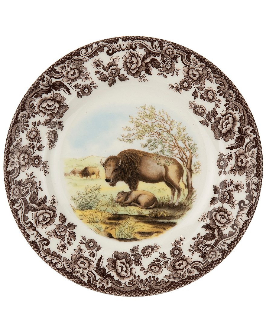 Spode Festive Fall Woodland Bison Salad Plate