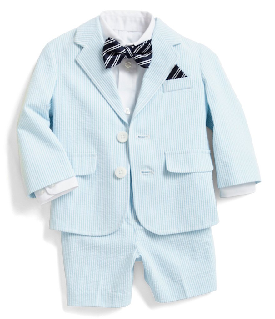Starting Out Baby Boys 3-24 Months Seersucker Button-Down Shirt, Jacket, Shorts & Bow Tie Set