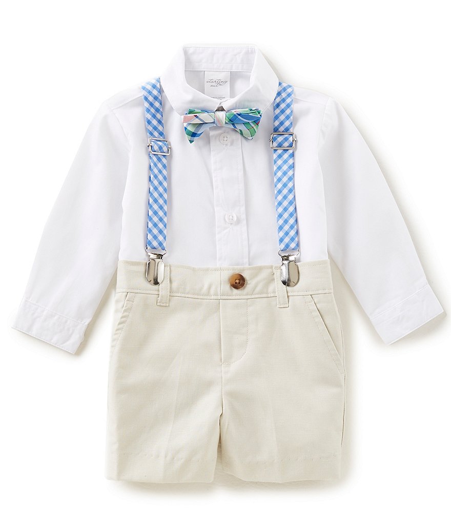 Starting Out Baby Boys 3-24 Months Button-Down Shirt, Shorts, Bow-Tie & Suspenders, 4-Piece Set