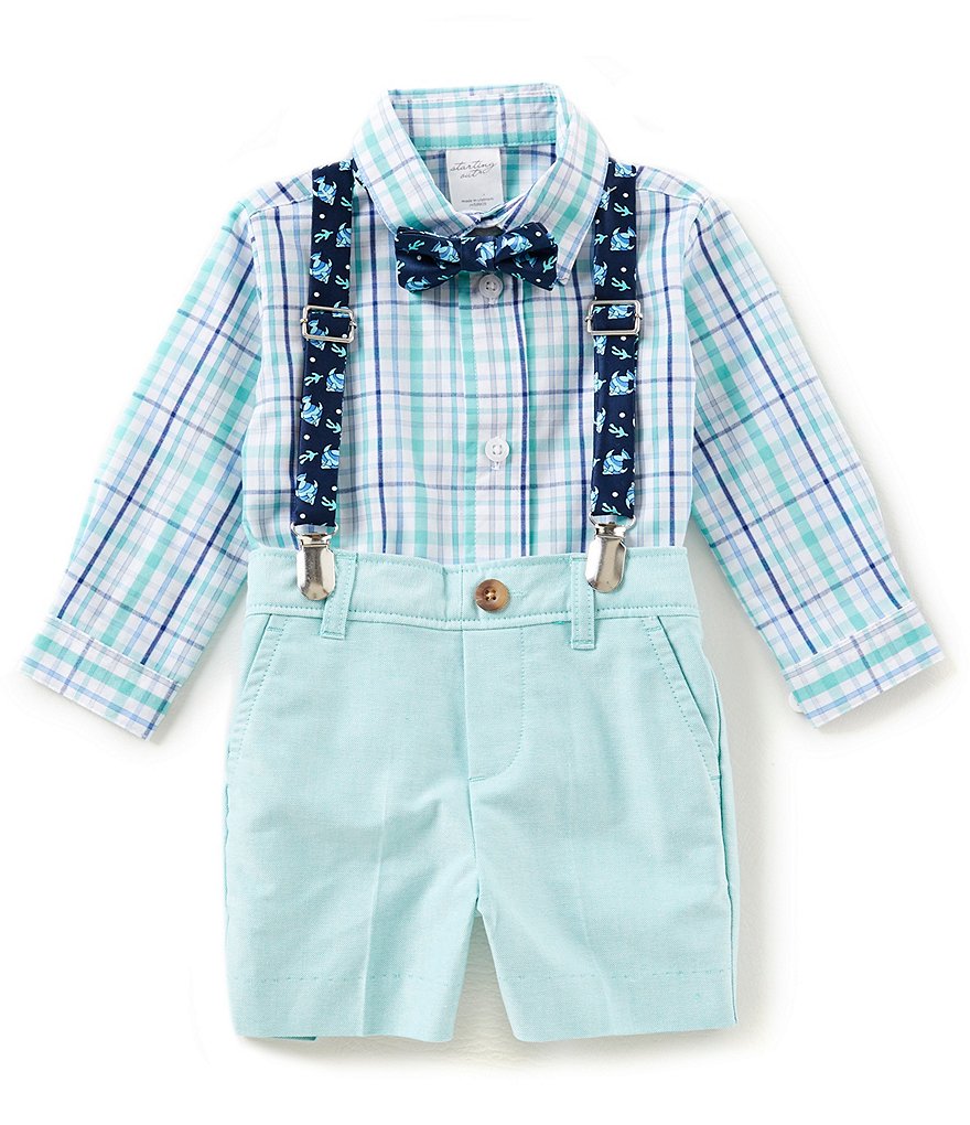 Starting Out Baby Boys 3-24 Months Button-Down Shirt, Shorts, Bow-Tie & Suspenders, 4-Piece Set