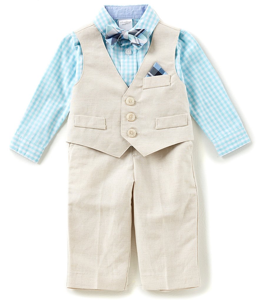 Starting Out Baby Boys 3-24 Months Checked Button-Down Shirt, Vest, & Pants 3-Piece Set