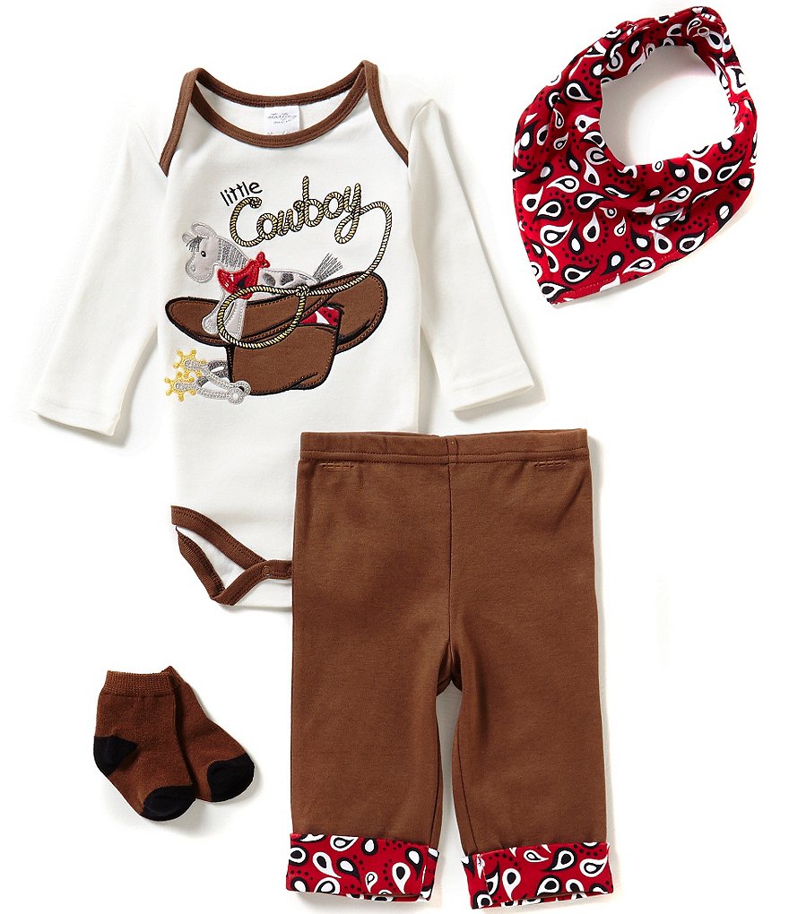Starting Out Baby Boys Newborn-9 Months Cowboy 4-Piece Layette Set