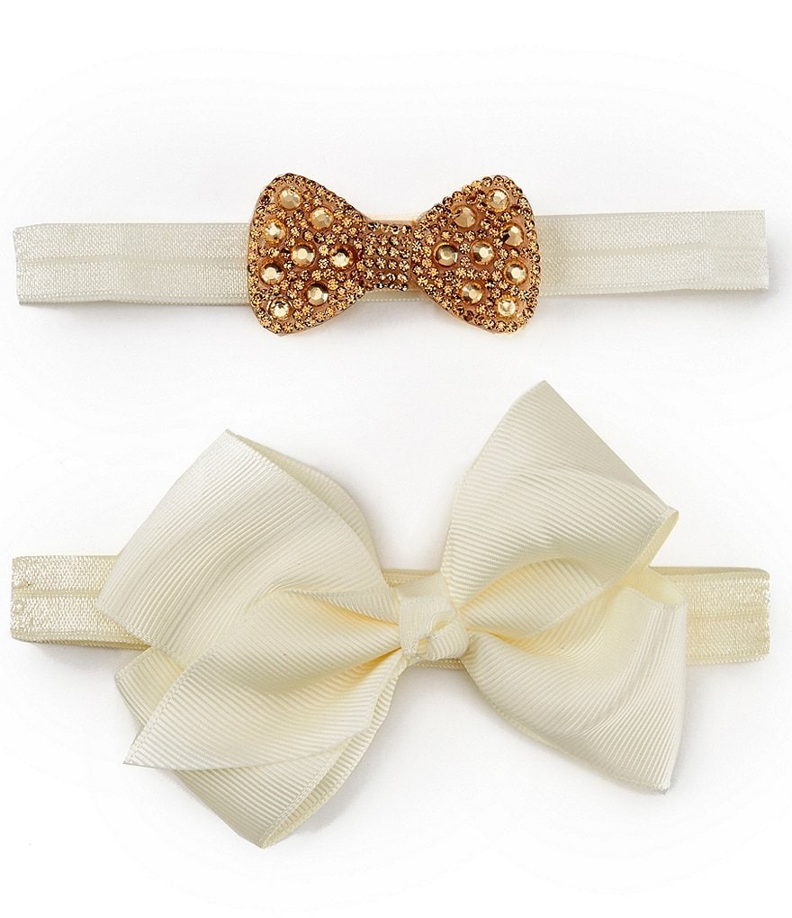 Starting Out Baby Girls 2-Pack Crystal Bow Headwrap Set