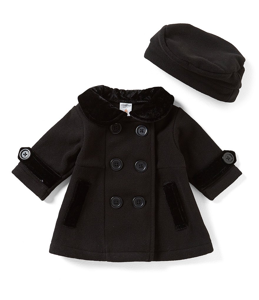Starting Out Baby Girls 3-24 Months Peacoat Jacket & Matching Hat Set