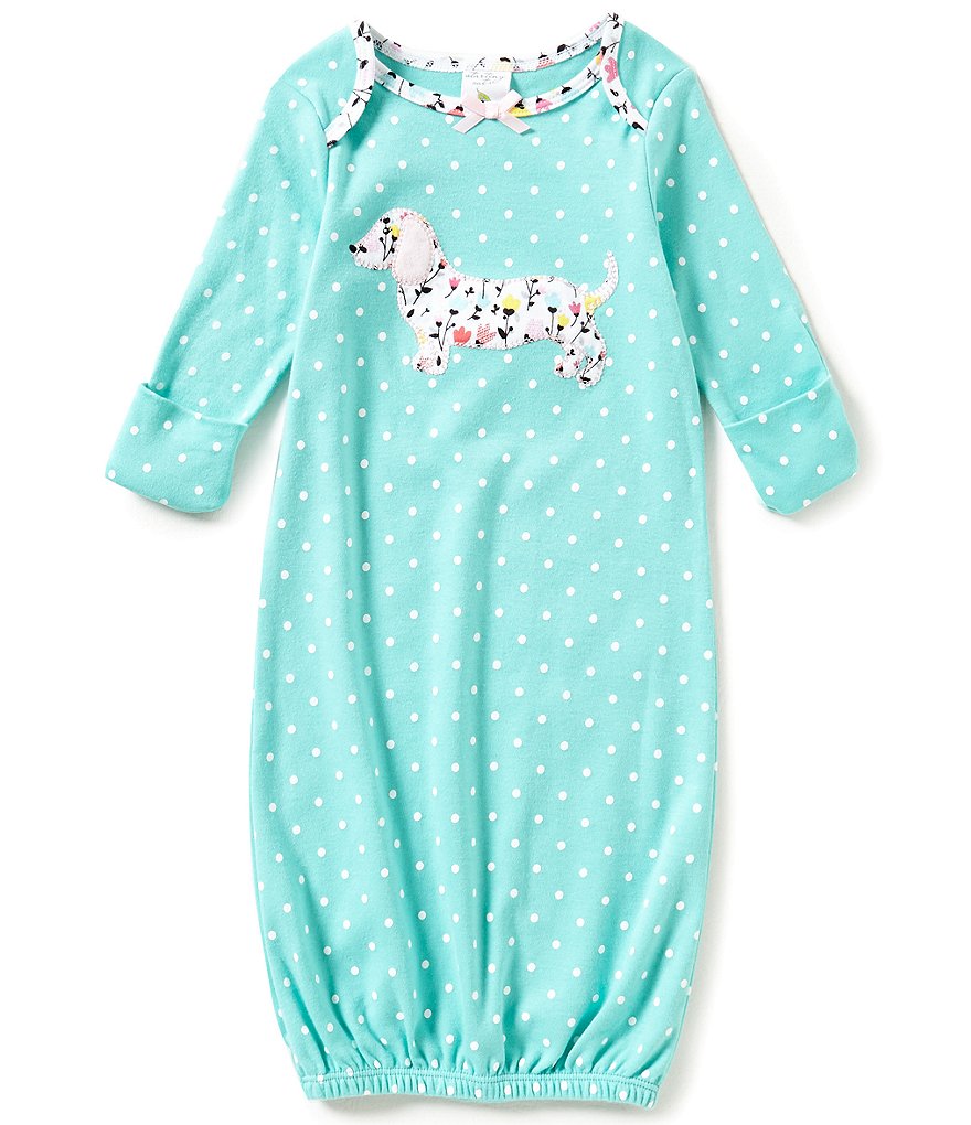 Starting Out Baby Girls Newborn-6 Months Polka Dotted Dachshund Gown