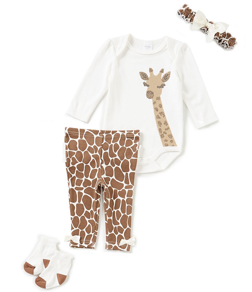 Starting Out Baby Girls Newborn-9 Months Giraffe-Applique 4-Piece Layette Set