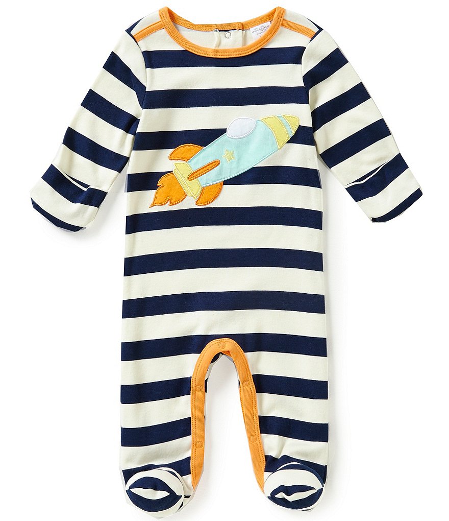 Starting Out Baby Boys Newborn-6 Months Rocket-Appliquéd Striped Coverall