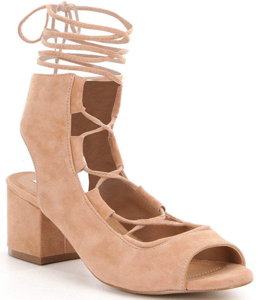 Steve Madden Admire Kid Suede Lace Up Block Heel Shooties