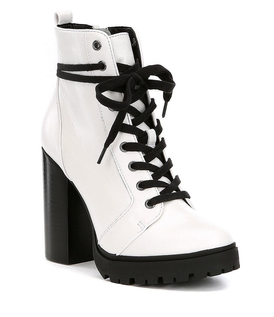 Steve Madden Laurie Leather Lace-Up Block Heel Hiker Booties